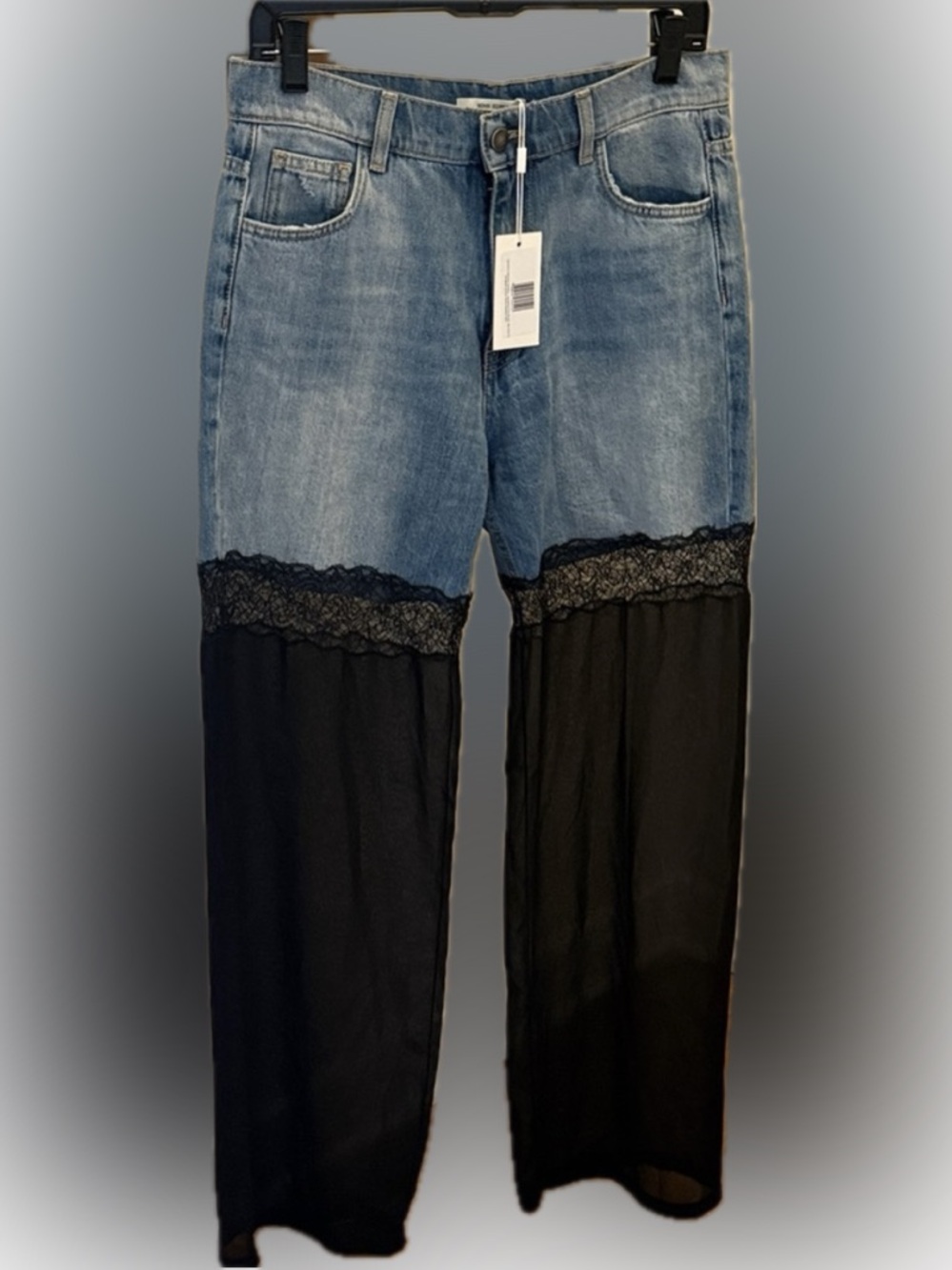 Nensi Dojaka Denim and Lace Jeans